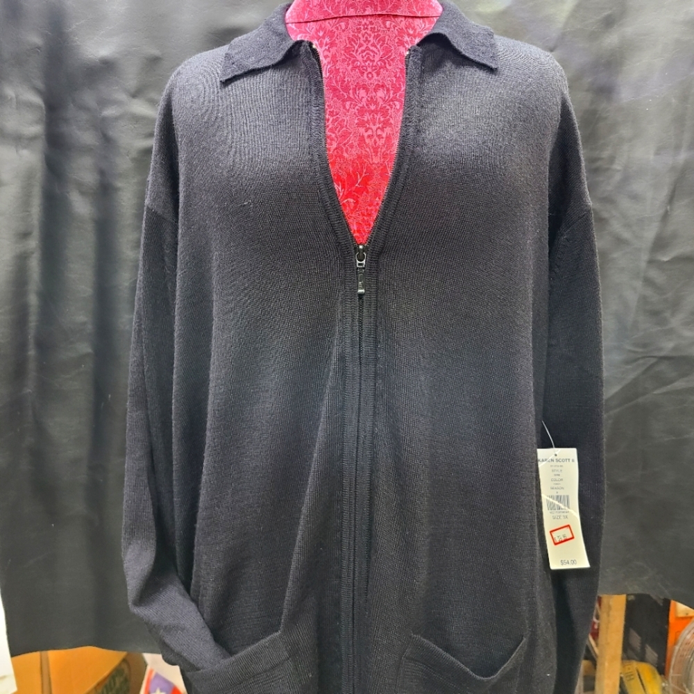 New Karen Scott black zip-up sweater size 3X